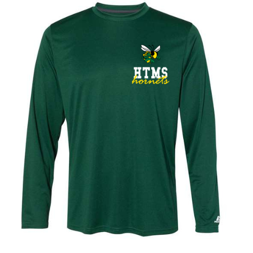 Green HTMS Long Sleeve Dri Fit T-shirt Screenprint logo