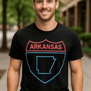 Arkansas Interstate Black Softstyle T-Shirt