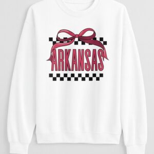 White Arkansas Checkered with Bow Sweat Shirt