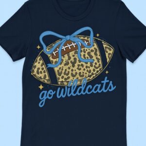 Navy Go Wildcats Football w/Bow T-Shirt