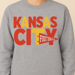 Kansas City with Football Banner Sport Grey Sweatshirt