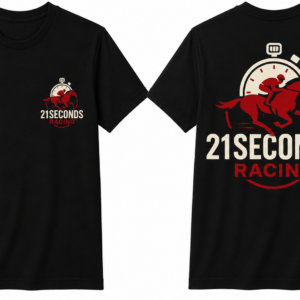 21 Seconds Front Pocket and Full Back Black Tee Red and White